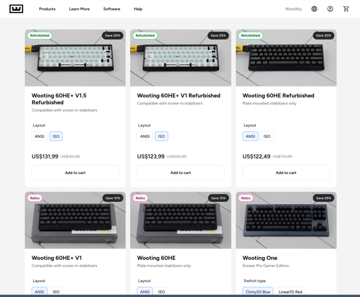 Примеры Wooting Respawn Store. (Источник изображения: Wooting)