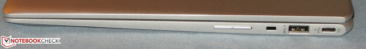 Правая сторона: качелька регулировки громкости, слот для замка, USB 3.1 Gen 1 Type-C, USB 3.1 Gen1 Type-A