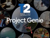 Баннер Google Project Genie с изображением падающих акций Take-Two
