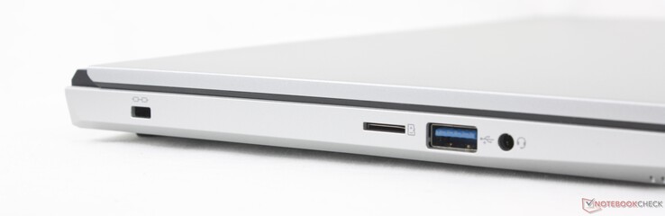 Слева: Кенсингтонский замок, устройство чтения MicroSD, USB-A 3.2 Gen. 1, гарнитура 3,5 мм