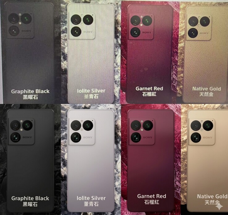 Утечка (скорее всего, маркетинговая) изображений Xperia 1 VIII, похоже, подтверждает новый дизайн и цвета. Оригинальное изображение (вверху) прот