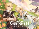 Официальный ключевой арт к игре «Genshin Impact», на котором изображены Путешественники, Эфир и Люмин, а также Дайнслейф.