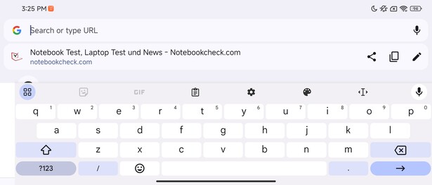 Клавиатура на внешнем дисплее, альбомный вид (Google Gboard)