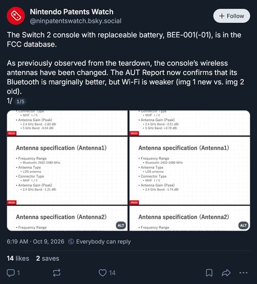 Показаны документы на консоль Switch 2, поданные в FCC