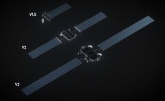 Сравнение размеров различных версий спутников SpaceX Starlink (Источник изображения: SpaceX)