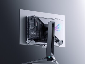 ROG Swift OLED PG27AQWP-W имеет уникальный прозрачный дизайн задней панели. (Источник изображения: Asus)