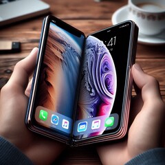 По данным JPMorgan, складной iPhone (возможно, похожий на этот сгенерированный искусственным интеллектом рендер) может быть представлен в следующем году. (Источник изображения: AI-generated)