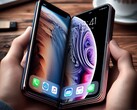 По данным JPMorgan, складной iPhone (возможно, похожий на этот сгенерированный искусственным интеллектом рендер) может быть представлен в следующем году. (Источник изображения: AI-generated)