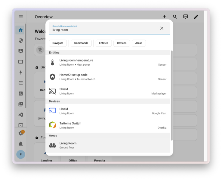 Новая функция быстрого поиска Home Assistant