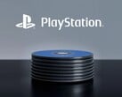 Логотип PlayStation, изображённый над дисками PS5 на рабочем столе