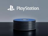 Логотип PlayStation, изображённый над дисками PS5 на рабочем столе