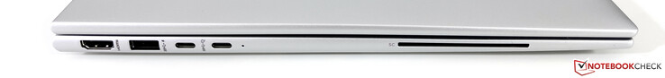 Левая сторона: HDMI 2.0b, USB-A 3.2 Gen.1 (5 Гбит) 2x USB-C 4.0 (40 Гбит, DisplayPort ALT mode 1.4, Power Delivery), считыватель SmartCard (опция)
