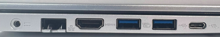 Слева: Гнездо питания, RJ-45 Ethernet 10/100/1000, HDMI, 2x USB 3.2 Gen 1, USB-C 3.2 Gen 1