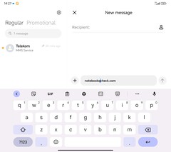 Клавиатура по умолчанию (GBoard) на основном дисплее, ландшафтная ориентация