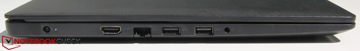 Левая сторона: кнопка включения, HDMI, Ethernet, 2x USB 3.0, аудио разъем