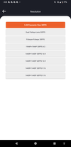 Список настроек камеры в приложении