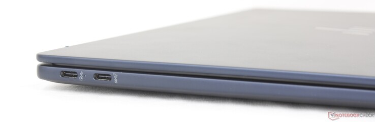 Слева: USB-C 4.0 (40 Гбит/с) с DisplayPort + Power Delivery, USB-C 3.2 (10 Гбит/с) с DisplayPort + Power Delivery