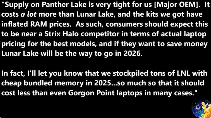 Ноутбуки Intel Panther Lake будут стоить довольно дорого.