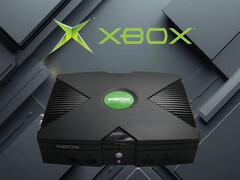 Первая консоль Xbox изображена с логотипом