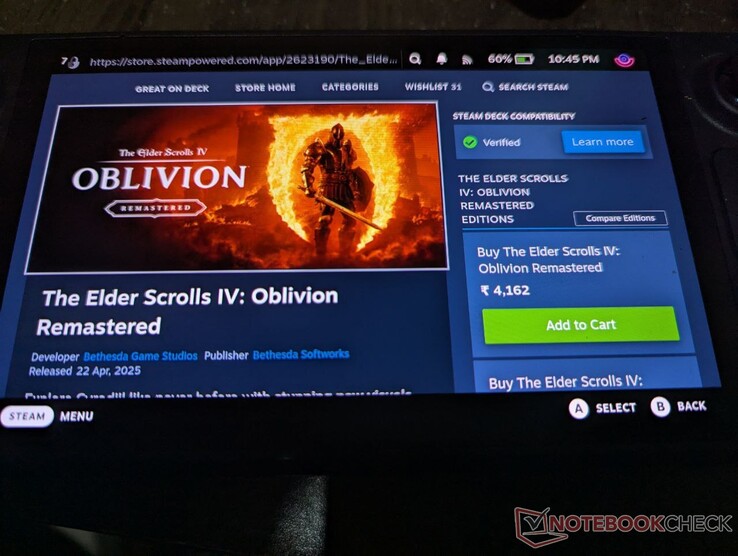 Ремейк Oblivion на палубе Steam (источник изображения: Anil Ganti, Notebookcheck)
