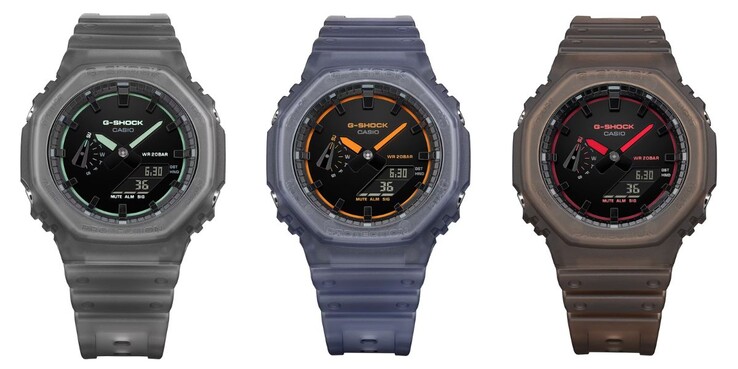 Слева направо: часы Casio G-Shock GA-2100K-1A, GA-2100K-2A и GA-2100K-5A. (Источник изображения: Casio, отредактировано)