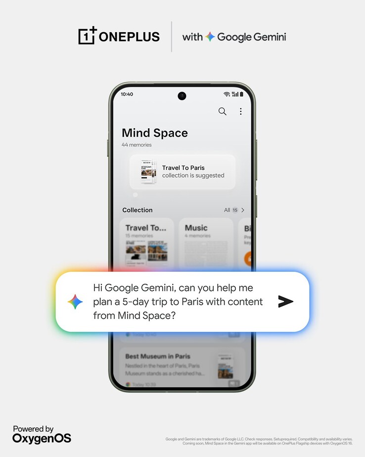 Интеграция Gemini появится в функции Mind Space в OxygenOS 16. (Источник изображения: X)