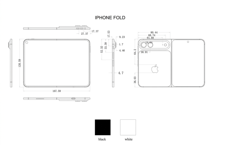 Предполагаемые схемы iPhone Ultra/Fold от производителя чехлов (увеличенные с помощью AI).