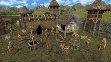 Изображение, показывающее деревню в игре Dawn of Man.