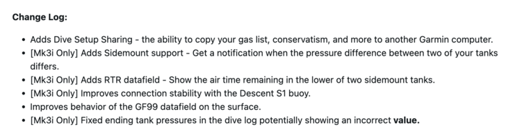 Примечания к выпуску системного программного обеспечения Garmin Descent Mk3/Mk3i 25.21