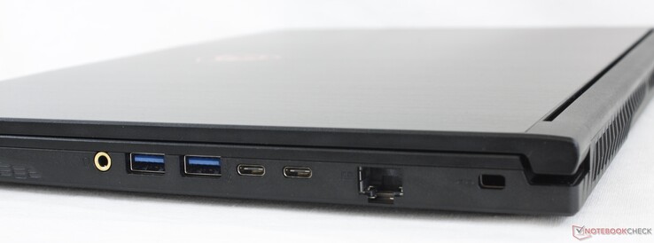 Правая сторона: аудио разъем, 2x USB 3.2 Type-A, USB 3.2 Type-C, гигабитный Ethernet, слот замка Kensington