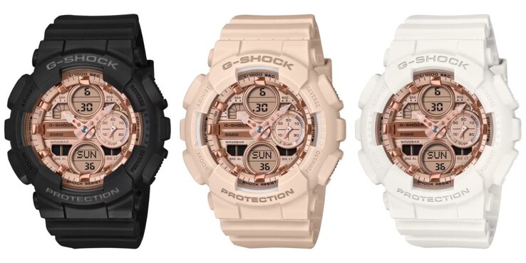 Слева направо: часы Casio G-Shock GMA-S140PG-1A, GMA-S140PG-4A и GMA-S140PG-7A