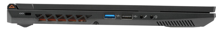 Левая сторона: слот замка Kensington, USB 3.2 Gen 1 (USB-A), USB 2.0 (USB-A), микрофонный вход, аудио разъем