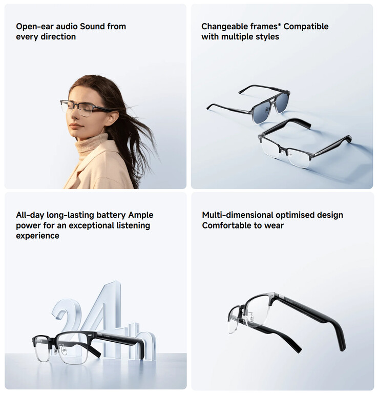 Основные характеристики очков Smart Audio Glasses (Источник изображения: Xiaomi)