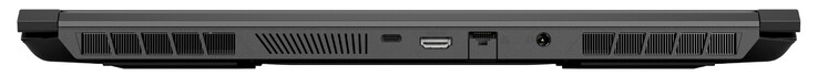 Задняя сторона: USB 3.2 Gen 2 (Type-C; DisplayPort 1.4, G-Sync), HDMI 2.1 (HDCP 2.3), гигабитный Ethernet, разъем питания
