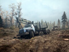 Изображение из игры MudRunner с двумя транспортными средствами. (Источник изображения: Steam)