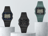 На фотографии слева направо: Casio F-B100W-1AJF, F-B100W-1BJF и F-B100W-3AJF. 