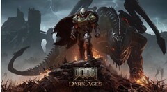 Истребитель DOOM стоит на поле боя в официальном кей-арте для DOOM: The Dark Ages (Источник изображения: DOOM: The Dark Ages, любезно предоставлено Keymailer)