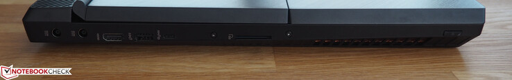 Правая сторона: два разъема питания, HDMI, USB Type-A 3.1 Gen 2, USB-C 3.1 Gen 2, картридер