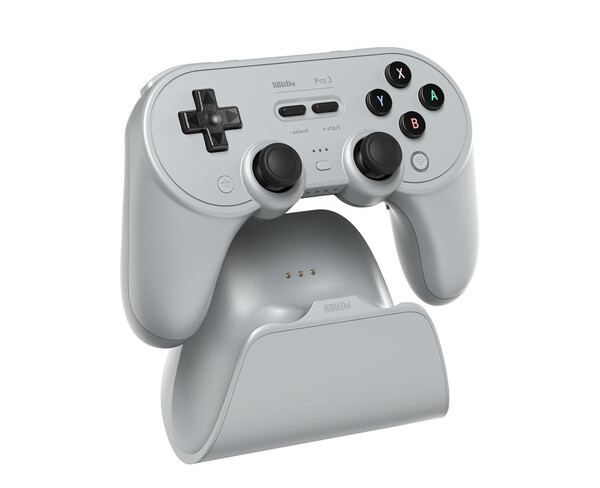 В комплект поставки 8BitDo Pro 3 входит зарядная док-станция, в которой находится адаптер 2,4 ГГц. (Источник изображения: 8BitDo)