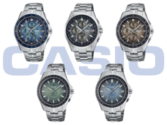 В верхнем ряду мы видим (слева направо) Casio OCW-S7000RA-2AJF, OCW-T2600RA-8AJF и OCW-S7000RA-5AJF. В нижнем ряду мы видим (слева направо) Casio OCW-S400RA-3AJF и OCW-S400RA-2AJF. (Источник изображения: Casio)