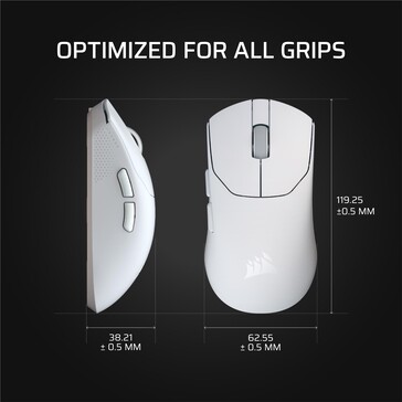 Размеры Corsair Sabre V2 Pro Ultralight. (Источник изображения: Corsair)