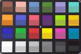 ColorChecker: исходные цвета в нижней части каждого блока.