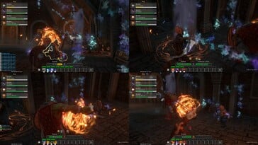 Изображение, на котором показан разделенный экран в игре «Dungeons of Sundaria».