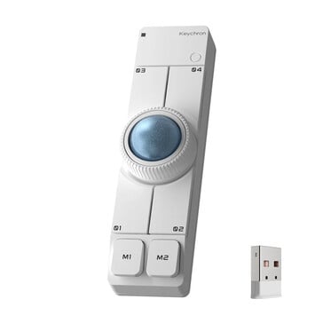 Беспроводная мышь с трекболом Keychron Nape Pro белого цвета в комплекте с USB-ключом типа A