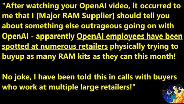 Сотрудники OpenAI скупают комплекты памяти DDR5. (Источник изображения: Закон Мура мертв)