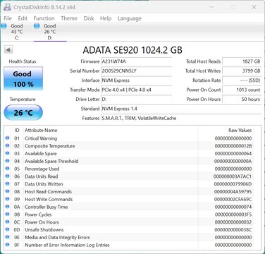 ADATA SE920 работает с PCIe 4.0 x4