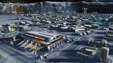 Изображение, показывающее город на Луне в Анно 2205.
