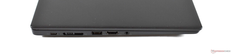 Слева: 2x USB C 3.1 Gen 2, miniEthernet/док-станция, USB A 3.0, HDMI 2.0, аудио 3.5 мм