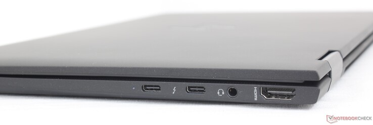 Справа: 2x Thunderbolt 4 (USB-C, DisplayPort 1.4, PowerDelivery), аудио 3.5 мм, HDMI 2.0
