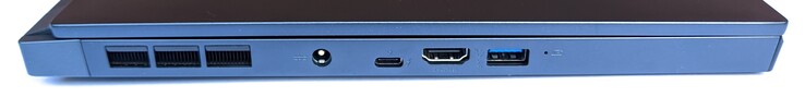 Слева: Вентиляция, гнездо зарядки, Thunderbolt 3, HDMI, USB A 3.2 Gen 2